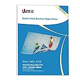 Uinkit 100 sheets Brochure Paper Glossy Double Sided 8.5x11 Inkjet 37lb 140gsm Dye ink Thin Photo Picture Flyer Calendar Magazine CD Cover letter