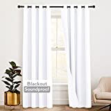 RYB HOME 3-in-1 Noise - Blackout - Thermal Insulation Living Room Divier Curtains, Inside Detachable Felt Liner 84 inch Window Noise Blocker Curtains for Bedroom, White, W52 x L84 in, 1 Pair