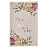 Christian Art Gifts Flexcover Journal | For I Know The Plans – Jeremiah 29:11 Bible Verse | Floral Inspirational Notebook w/128 Lined Pages, 5.5” x 8.5”