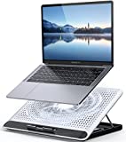 Laptop Cooler, Lamicall Laptop Cooling Pad : Portable Height Adjustable Laptop Cooling Fan Stand Holder Riser Compatible with MacBook Air Pro Dell XPS HP Alienware Laptop Notebooks Up to 17” - Silver