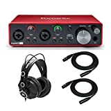Focusrite Scarlett 2i2 3rd Gen 2x2 USB Audio Interface Bundled with Headphones and 2 XLR Cables (4 Items)