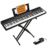 Digital Piano Ultrathin Donner DEP-45, Beginner Electric Piano Keyboard with 88 semi-weighted Keys, Full Size Portable Electronic Keyboard Piano with Stand, Sustain Pedal, Power Supply