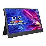 MATEGO Portable Monitor for Laptop, 13.3 Inch FHD 1080P IPS USB C External Monitor Type C Plug and Play Photo Video Editing Travel Display Extender for Laptop PC Phone MacBook