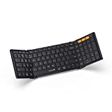 Foldable Bluetooth Keyboard, ProtoArc XK01 Folding Wireless Portable Keyboard with Numeric Keypad, Full-Size Travel Keyboard for Windows iOS Android Tablet PC Smartphone, Sync Up to 3 Devices, Black