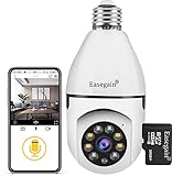 Light Bulb Camera,360° Light Bulb Security Camera,2.4GHz Smart Wireless WiFi 1080P HD Security Camera for Indoor- Outdoor with Motion Detection and Alarm Night Vision(with 32GB SD Card)
