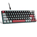 Portable 60% Mechanical Gaming Keyboard, MageGee MK-Box LED Backlit Compact 68 Keys Mini Wired Office Keyboard with Red Switch for Windows Laptop PC Mac - Black/Grey