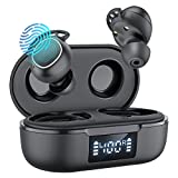 ZOVITS Bluetooth 5.3 Headphones True Wireless Earbuds 25H Playback LED Power Display Charging Case IPX5 Waterproof Bluetooth in-Ear Earbuds with Mic for TV Smart Phone Computer Laptop Sports