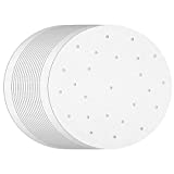 100 Pack Bamboo Steamer Liners, 10-Inch Parchment Paper Rounds with Holes for Air Fryer Basket (White)