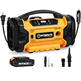 WORKSITE Tire Inflator Air Compressor Portable, 160 PSI Car Tire Pump with 3 Power Supply (110V AC, 12V DC & 20V Battery), Inflation & Deflation Modes, Dual Powerful Motors, Digital Pressure Gauge