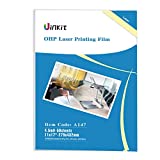 Uinkit 11x17 Laser Transparency Film OHP 50 Pack Acetate Sheets Clear Overhead Projector Laserjet Film for Color Laser Jet Printer and Copier A3 Menu Size 11 x 17 50 Pack Uinkit
