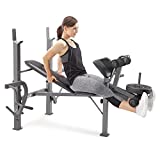 Marcy Standard Weight Bench with Leg Developer Multifunctional Workout Station for Home Gym Weightlifting and Strength Training MD-389