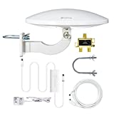 Outdoor TV Antenna for Multiple TVs, ANTOP UFO Amplified Rooftop/Attic/RV/Marine HDTV Antenna 65 Miles Omni Directional Extremely High Reception with 33ft Coaxial Cable and Signal Splitter for 2 TVs