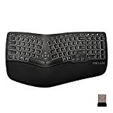 DELUX Ergonomic Keyboard, Wireless Ergo Split Keyboard with Backlit for Natural Typing and Reduce Hands Pain, USB Receiver, BT5.0, Scissor Switch and Palm Rest for Windows and Mac(GM902A-Black)
