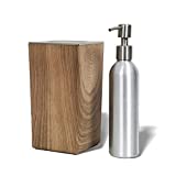 DERMALOGIC Massage Oil Warmer for Pro Spa Massage, Home Lotion Warmer with Aluminum Bottle Pump Set, Plug-in Oil Heater Beauty Salon Treatment Equipment, Light Wood