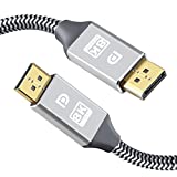 390HZ CUATU 10FT 3M Dp Displayport Cable 1.4 4K 144Hz, 2K 240HZ 280Hz to Display Port Cable 6Ft 8K UHD TV,PC Gaming Monitor VESA E-Sports HDR 10 32.4GB HDCP2.2 FREESYNC G-SYNC Expand (Silvery,6.56Ft)