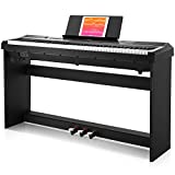 Donner DEP-10 Beginner Digital Piano 88 Key Full Size Semi Weighted Keyboard, Portable Electric Piano With Furniture Stand/Triple Pedals/Power Supply