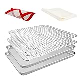 ASHQSS Baking Sheet with Rack Set, Non-Stick Baking Pans with Wire Cooling Rack,Stainless Steel Cookie Sheets for Oven, Heavy Duty & Dishwasher Safe and Easy to Clean(12x16x1 Inches)