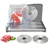 WETIE MS1-2 Meat Slicer for Home, Electric Deli Food Slicer, Foldable Meat Slicer Cut Boneless Frozen Meat, Sausage, Potato, Fruit, Vegetables, Adjustable Slice Thickness, Stainless Steel Blade (2PCS)
