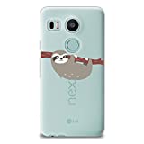 CasesByLorraine Compatible with Nexus 5X Case, Cute Sloth Clear Transparent Flexible TPU Soft Gel Protective Cover for LG Nexus 5X