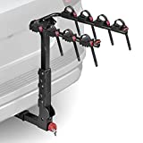 BougeRV Hitch Bike Rack Locking Feature Easy Assembly with 2'' Hitch Receiver, Foldable 4-Bike Hitch Carrier Rack for Car, Pull for Trunk Access, fit for SUV and Truck (165LB Capacity)