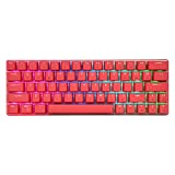 CQ63 Wireless Mechanical Gaming Keyboard, True RGB Backlit, Bluetooth 5.0, 63 Keys,Pure red Design Wired 60% Keyboard for iPad, iMac Android/Windows Tablet Laptop Desktop (Red Switch)