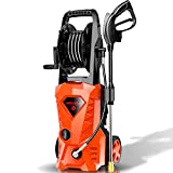 WHOLESUN 3500PSI Electric Pressure Washer 2.4GPM Power Washer 1600W High-Pressure Cleaner Machine with 4 Nozzles Foam Cannon for Cars, Homes, Driveways, Patios (Orange)