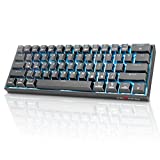Wireless Bluetooth Mechanical Keyboard, Velocifire M1 TKL61WS 61-Key 60% Tactile Brown Switch Mini Portable Mechanical Keyboard with Ice Blue Backlit, Compatible with Mac OS and Windows OS(Black)
