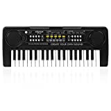 Raimy Kids Keyboard Piano, 37 Keys Portable Piano Early Learning Educational Electronic Music Keyboard Instrument Toys for 3 4 5 6 7 8 Year Old Boys and Girls (Black)