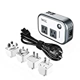 FOVAL Power Step Down 240V to 100V Voltage Converter with 4-Port USB International Travel Adapter for China UK European Etc - [Use for US appliances Overseas]