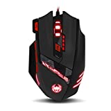 Granvela Zelotes T90 9200 DPI High Precision USB Wired Gaming Mouse For Big Hand,8 Buttons,7-Color LED Breathing Light, Weight Tuning Set (Black)