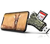 Slliuors Trail Camera Viewer,4 in 1 Trail Camera SD Card Reader for iPhone / iPad / Android / Pcs to View Hunting Camera Photos Videos, Wired, No App Required,Camouflage