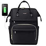 LOVEVOOK Laptop Backpack for Women Fashion Travel Bags Business Computer Purse Work Bag with USB Port, Black