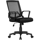 Yaheetech Black Office Chair Desk Chair, Mesh Computer Chair, Ergonomic Swivel Rolling Chair, Executive Work Study Chair, Mid Back Basic Task Chair, with Lumbar Support and Adjustable Height