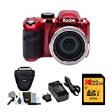 Kodak AZ421 PIXPRO Astro 16MP Digital Camera (Red) with 32GB SD Card and Accessory Bundle