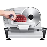 Meat Slicer For Home Use, Housnat Kitchen Pro Electric Deli & Food Slicer with 0-15mm Adjustable Thickness and 7.5' Stainless Steel Blade Cuts Meat, Cheese, Bread, Include Food Pusher, 150W