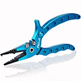 Fishfun Fishing Pliers, Hook Remover Split Ring Fish Pliers, Locking Aluminum Saltwater Resistant Fishing Tool, Fishing Accessories for Men, Sheath Lanyard Included