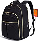 Laptop Backpack Women, BAGSMART Lightweight Travel Backpack for Women, 15.6' Multi-compartment Black College Backpack for School, Stylish Bookbag with USB Charging Hole, Black