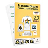 TransOurDream Upgraded Iron on Heat Transfer Paper for T Shirts (20 Sheets, 8.5x11') Iron-on Transfers Paper for Light Fabric Printable Heat Transfer Vinyl for Inkjet Printer (TOD-4)