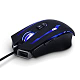 ENHANCE Scoria Wired Gaming Mouse - Sleek Metal Aluminum Design, Adjustable DPI, RGB Backlit LED Gamer Mouse, Programmable Buttons, USB Braided Cable Wire Ergonomic Gaming Mouse - Matte Black Grip