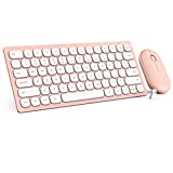 Small Wireless Keyboard and Mouse, Ultra Slim Silent Mini Keyboard with 78 Keys, Space Saving, Sleep Mode, Compact Portable Keyboard Mouse Combo for Windows/Mac, PC Computer Laptop - Trueque, Pink