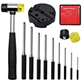 Roll Pin Punch Set,14pcs Gunsmithing Punch Removing Repair Tools, including Universal Gun Block, Pin Punches and Hammer, for Automotive, Watch Repair, Jewelry and Craft, Gun Building