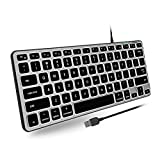Macally Backlit Mac Keyboard Wired - The Perfect Size and Lighted - Slim and Compact Apple Keyboard with 3 Level Brightness LED Keys - Small Wired Keyboard for Mac, MacBook Pro/Air, iMac (Space Gray)