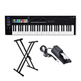 Novation Launchkey MK3 61-Key USB MIDI Keyboard Controller with Knox Gear Adjustable Double X Keyboard Stand and Sustain Pedal Bundle (3 Items)