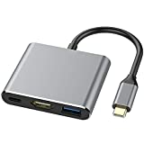 MMOBIEL HDMI Type C HUB Adapter HDMI Adapter USB C to HDMI Adapter USB 3.1/3.0 Charging Port Converter Compatible with MacBook Pro Samsung Galaxy S21(+)/S20/S10/S9 Note 20/10/9 Series (Grey Aluminium)