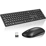 Wireless Keyboard and Mouse Combo, CHESONA 2.4GHz Silent Slim Compact Full Size Low Profile Keyboard and Mouse Set with Numeric Keypad for Windows, Laptop, Notebook, PC, Desktop, Computer, Black