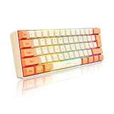 Snpurdiri 60% Wired Gaming Keyboard, RGB Backlit Ultra-Compact Mini Keyboard, Waterproof Mini Compact 61 Keys Keyboard for PC/Mac Gamer, Typist, Travel (Orange and Cream)