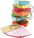 MotBach 400PCS Colored Blank Flash Card Index Cards with Binding Rings,8 Color Easy Flip Flash Card Study Note Card Perfect for Bookmark School Learning Memory Recipe Cards Game Cards(3.5 x2.2 Inch)