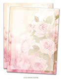 Stationary Paper: Watercolor Roses Stationery Letter Paper, Set of 25 Sheets Floral Designs for Writing, Flyers, Copying, Crafting, Invitations, ... Events, and School Supplies, 8.5 x 11 Inch