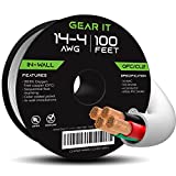 GearIT 14/4 Speaker Wire (100 Feet) 14AWG Gauge - Fire Safety in Wall Rated Audio Speaker Wire Cable / CL2 Rated / 4 Conductors - OFC Oxygen-Free Copper, White 100ft