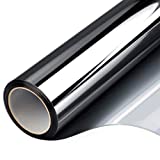 Filmgoo One Way Window Privacy Film, Window Tint for Home, Mirror Vinyl Roll Heat Control Anti UV Static Cling Sliding Door Coverings No Glue Garage Solar Paper (Black Silver,17.5 Inch X 7.8 Feet)